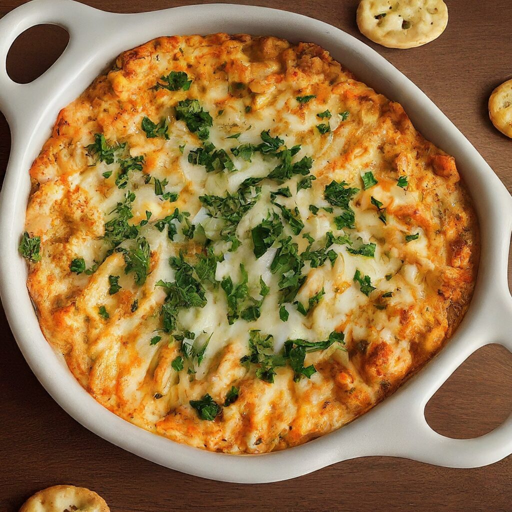 "Irresistible Crab Dip" is a creamy and flavorful appetizer that combines succulent crab meat with melted cheese and a hint of spice. Perfect for parties or cozy nights in, this dip is sure to be a hit with its rich and indulgent taste.