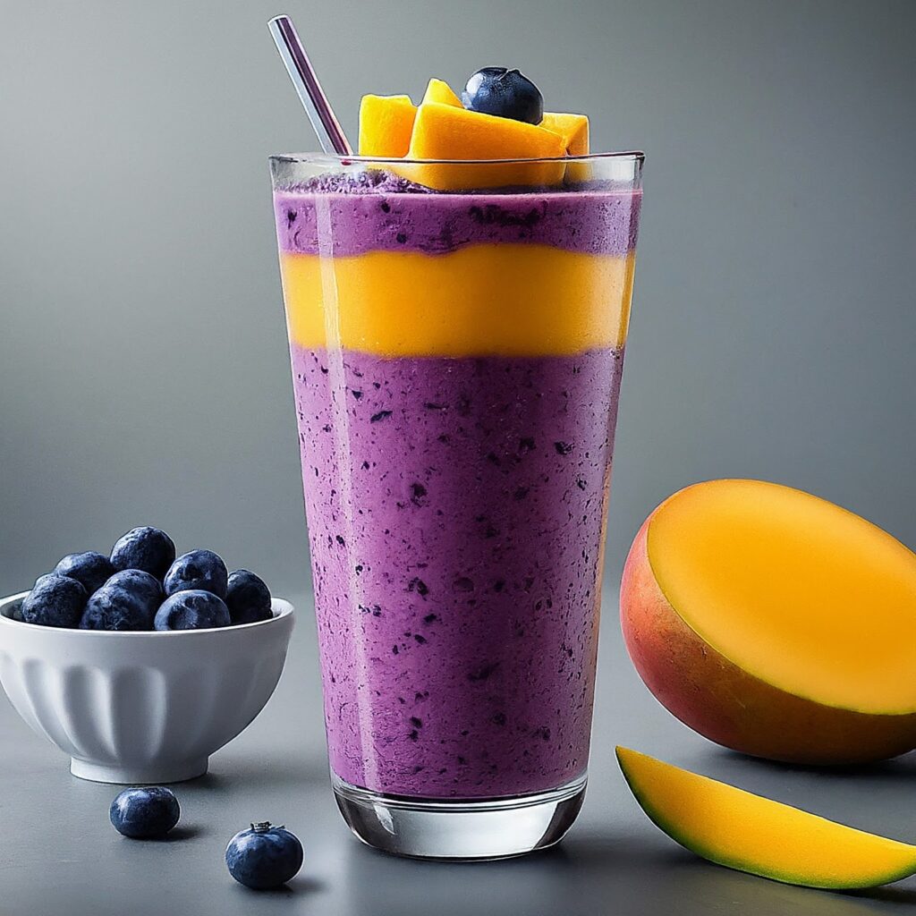 Escape to a tropical paradise with our irresistible Blueberry Mango Smoothie. Bursting with the vibrant flavors of sweet mangoes and juicy blueberries, this refreshing blend is a delightful treat for any time of day. Whether you're starting your morning on a sunny note or craving a midday pick-me-up, this smoothie is sure to brighten your day with its fruity goodness. Simply blend, sip, and savor the taste of summer in every sip.