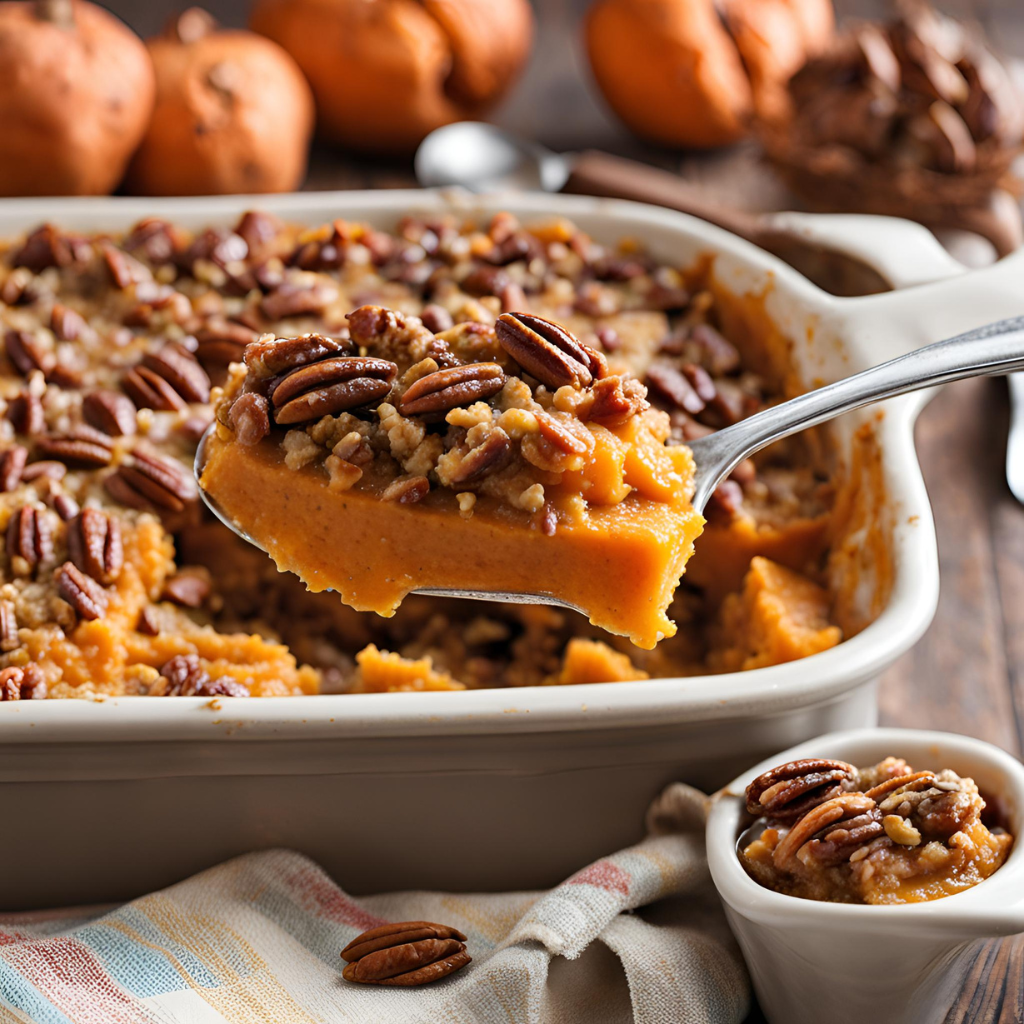 sweet potato casserole with pecan topping