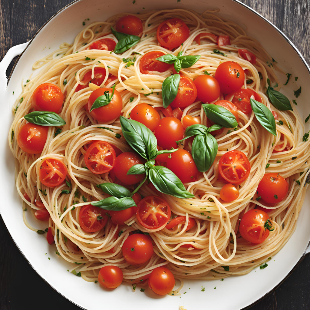 Pasta With Fresh Tomatoes, Garlic, And Basil