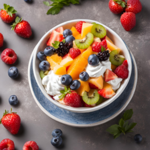 fruit salad with whipped cream